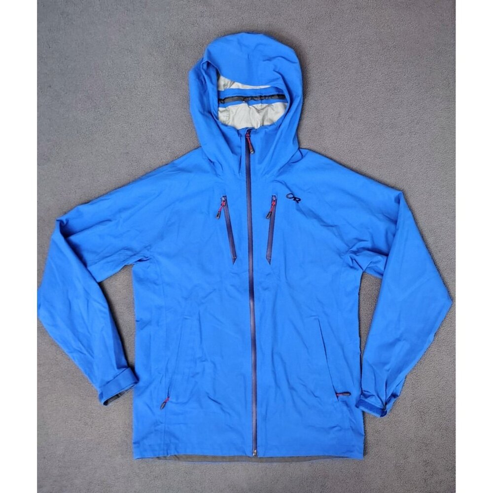 Outdoor Research Mens (L) Microgravity Ascentshell Jacket Hood Zip Blue Gorpcore